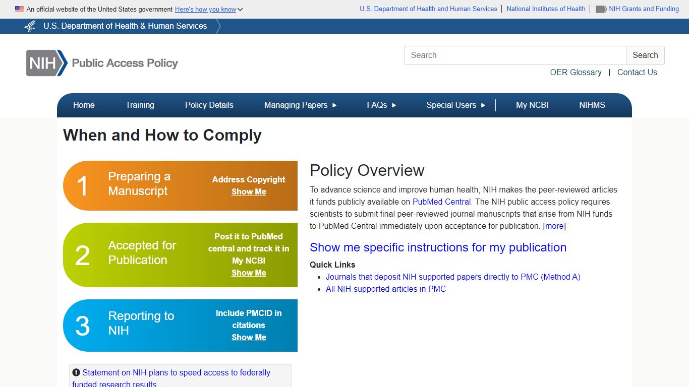 When and How to Comply | Public Access